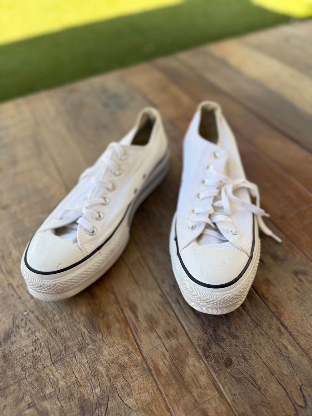 Converse White Canvas Low-Top Sneakers with Black Trim